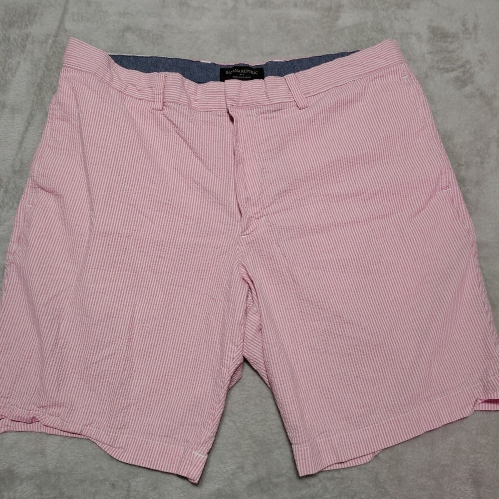 Banana Republic Chino Shorts Men‎ 34/8.5 Pink/White Preppy Classic Bermuda Beach